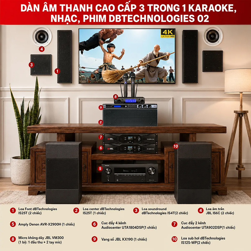 D&agrave;n &acirc;m thanh cao cấp 3 Trong 1 karaoke, nhạc, phim dBTechnologies 02