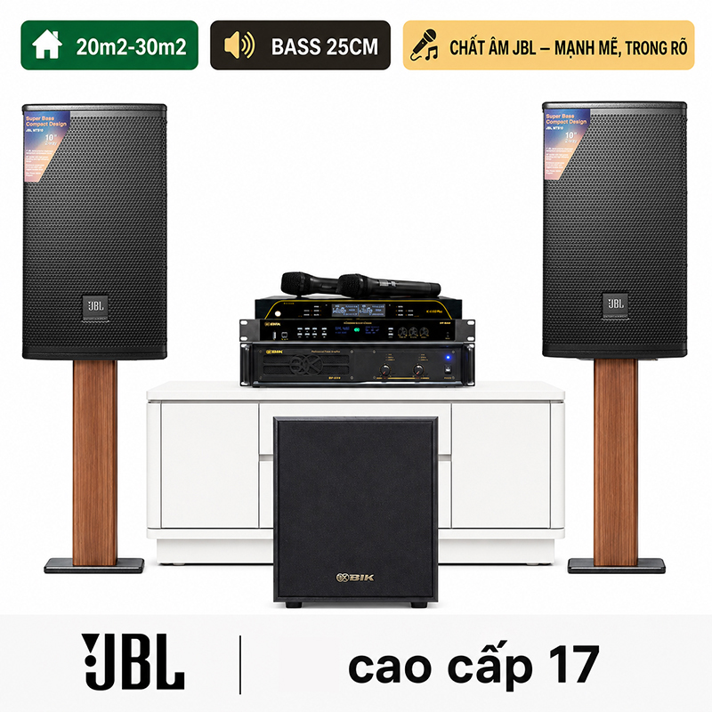 Dàn karaoke JBL cao cấp 17 (JBL MTS10, BIK VM 620A, BIK BPR-5800, BIK BJ-W25A, BIK BJ-U200)