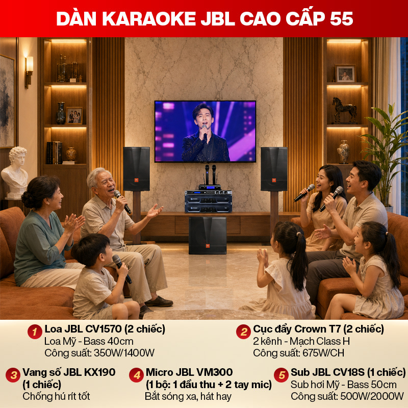 D&agrave;n karaoke JBL cao cấp 55