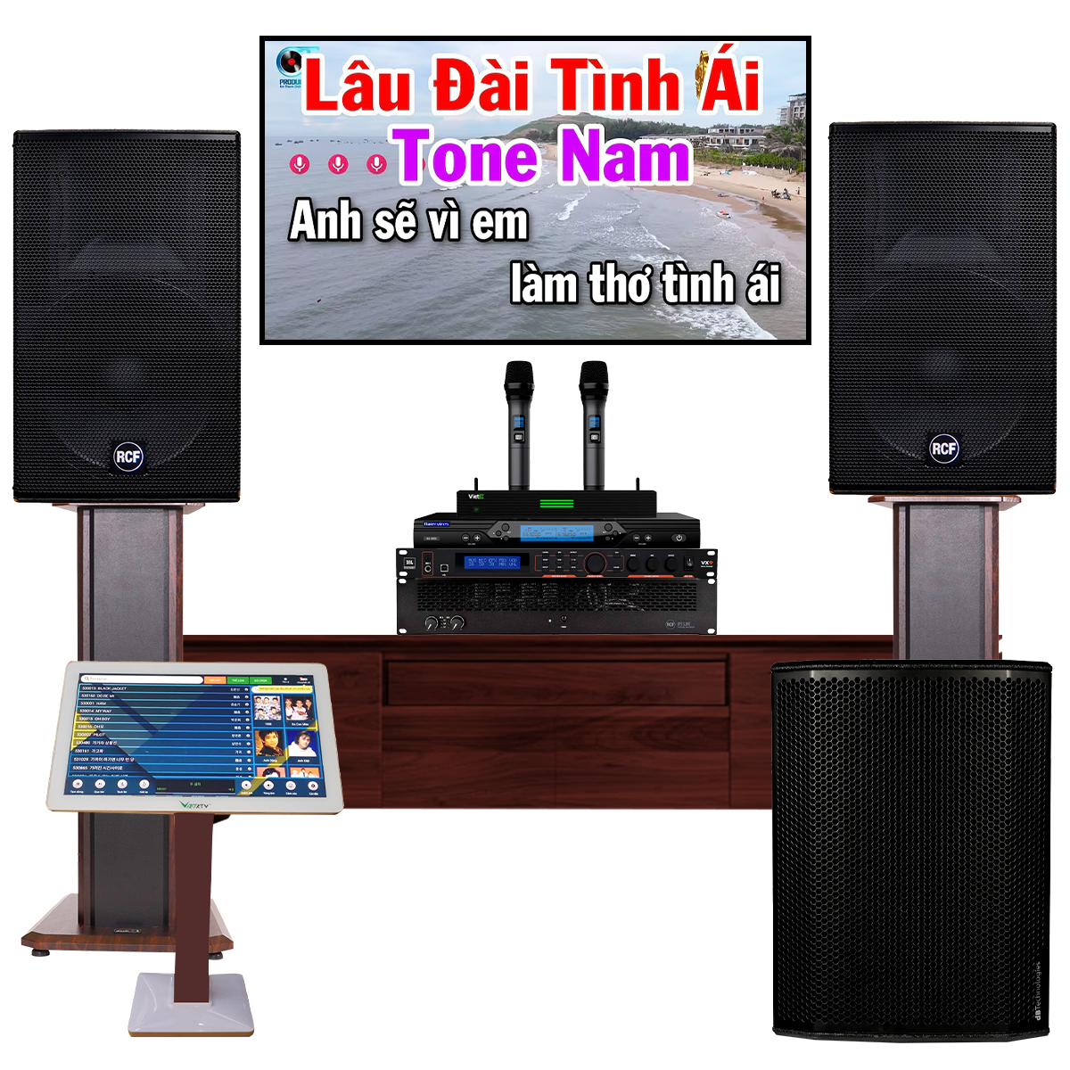 Dàn karaoke cao cấp RCF Acustica 42 (RCF C 5215 W MK3, IPS 5.0K, JBL VX9, dBTechnologies Sub 615, BS9800, ...) - Hình 1