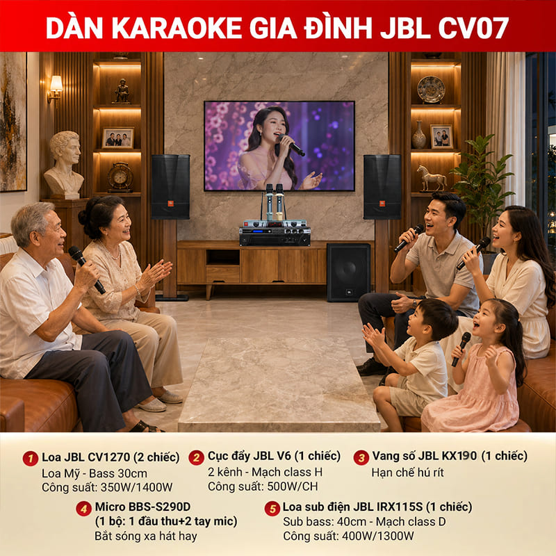 D&agrave;n karaoke gia đ&igrave;nh JBL CV07