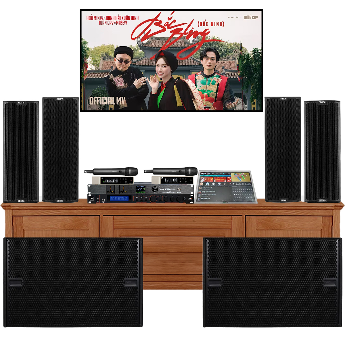 Dàn karaoke siêu cấp villa - biểu diễn chuyên nghiệp 02 (dBTechnologies Ingenia IG1T, IG2T, JBL VX9...)