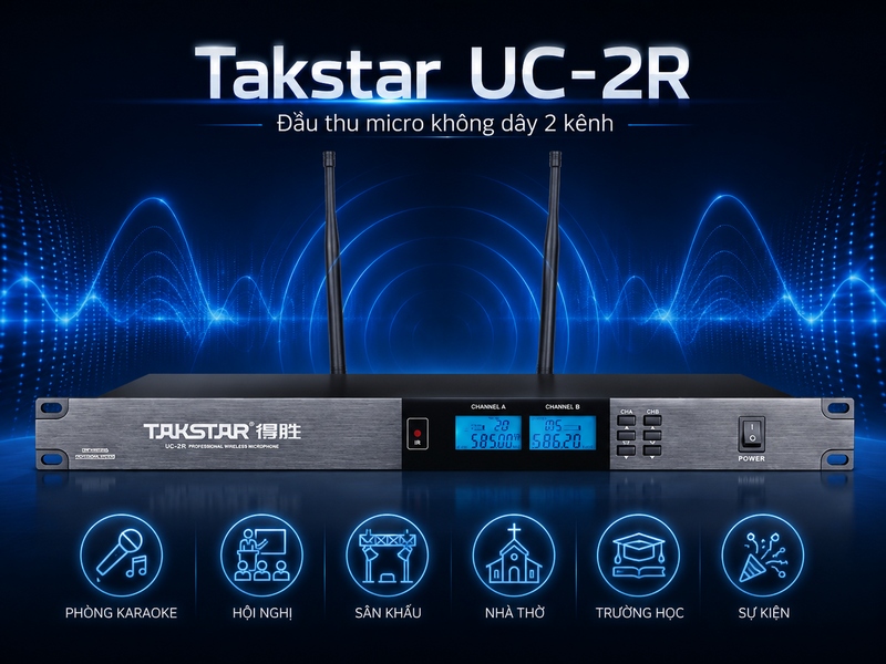 Đầu thu micro kh&ocirc;ng d&acirc;y 2 k&ecirc;nh Takstar UC-2R