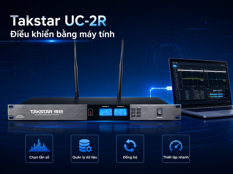 Đầu thu micro kh&ocirc;ng d&acirc;y 2 k&ecirc;nh Takstar UC-2R