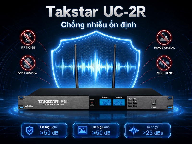 Đầu thu micro kh&ocirc;ng d&acirc;y 2 k&ecirc;nh Takstar UC-2R