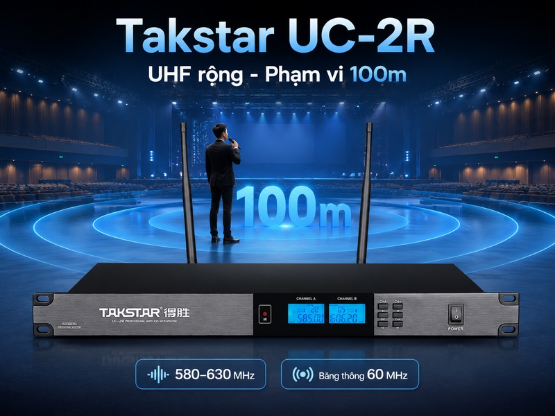 Đầu thu micro kh&ocirc;ng d&acirc;y 2 k&ecirc;nh Takstar UC-2R