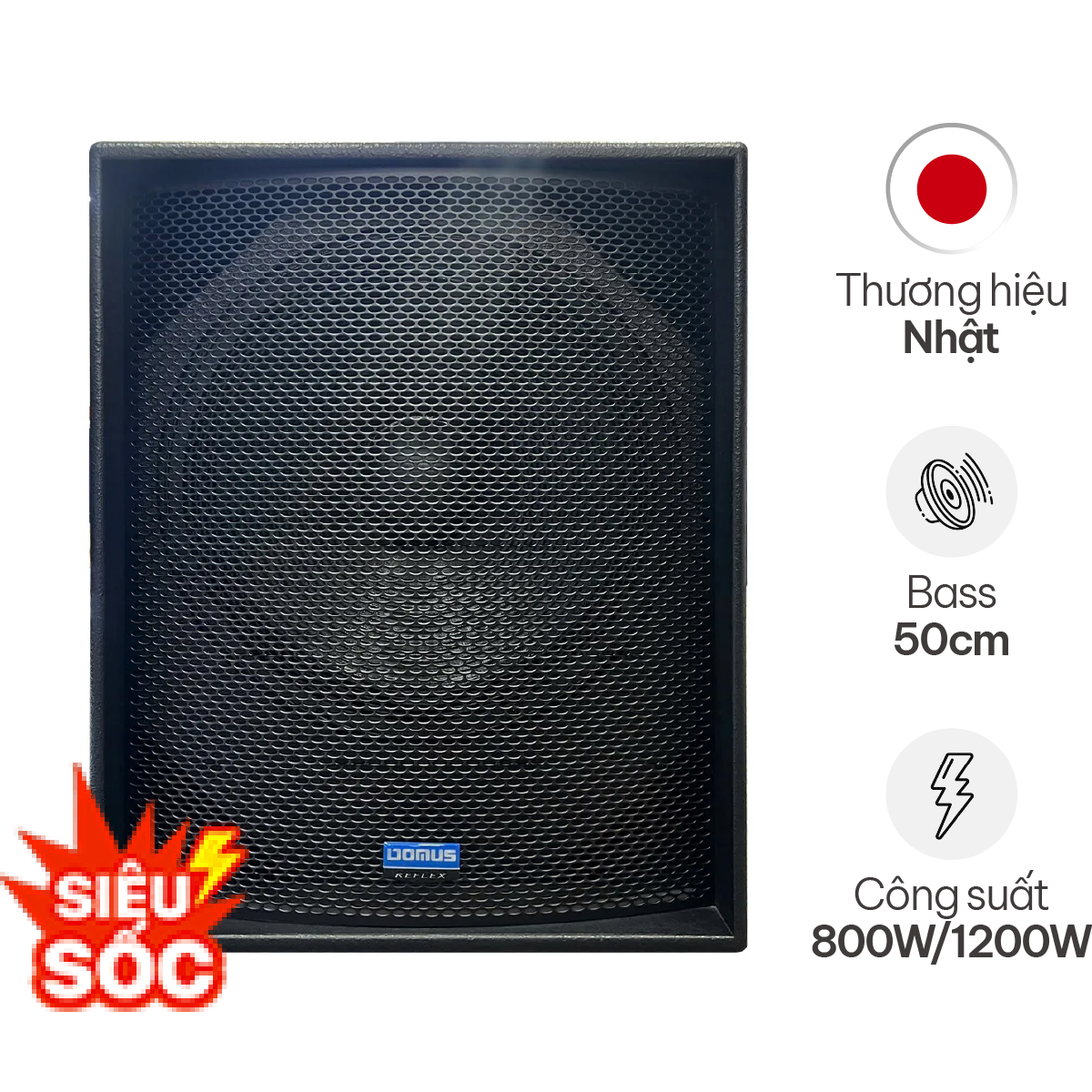 Loa Sub Hơi Bass 50cm Domus RXW 18C (Sub đơn, 800W/1200W)