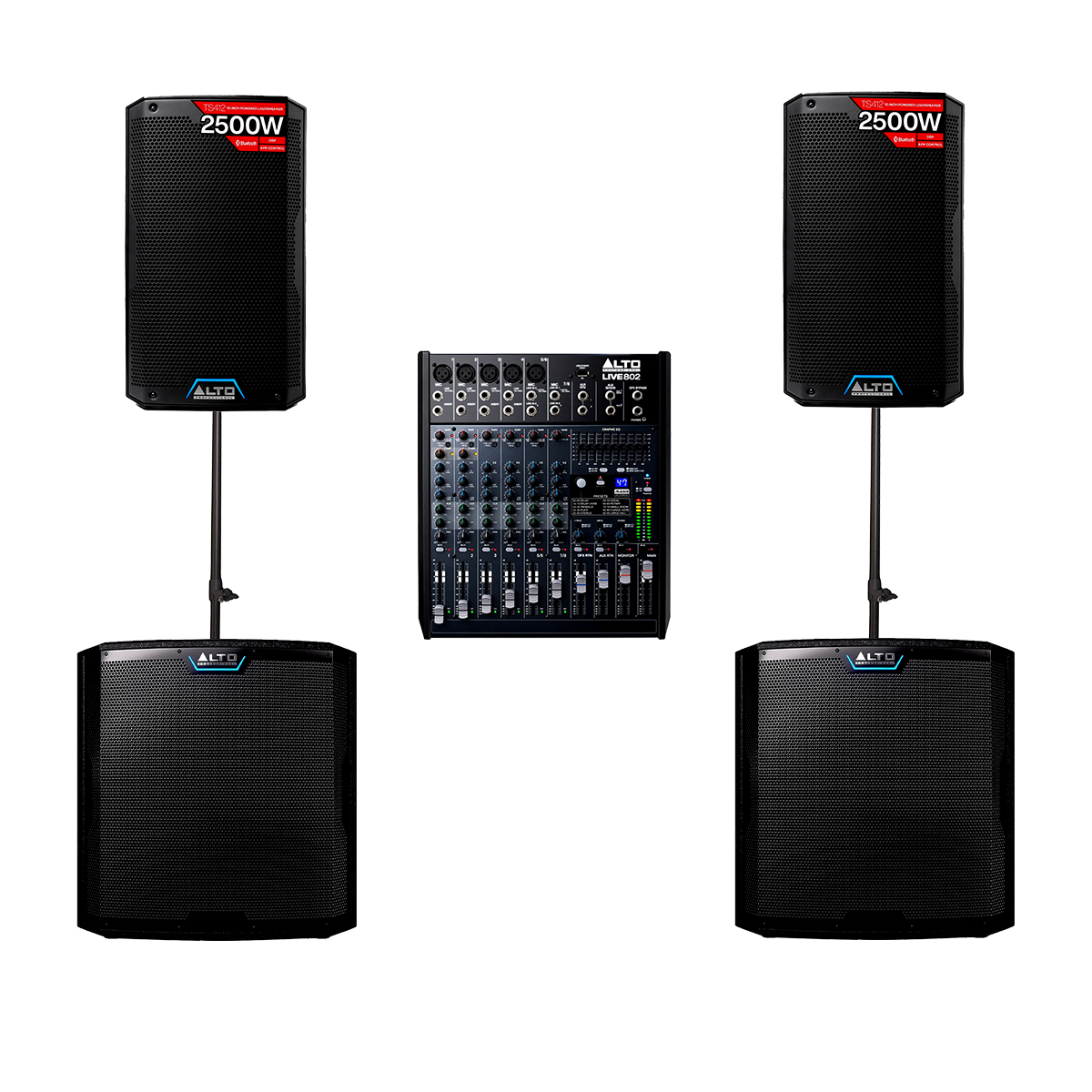 Hệ thống âm thanh quán PUB & Lounge cao cấp 01 (50m2, Alto TS412S, Alto TS15S, Alto Live 802)