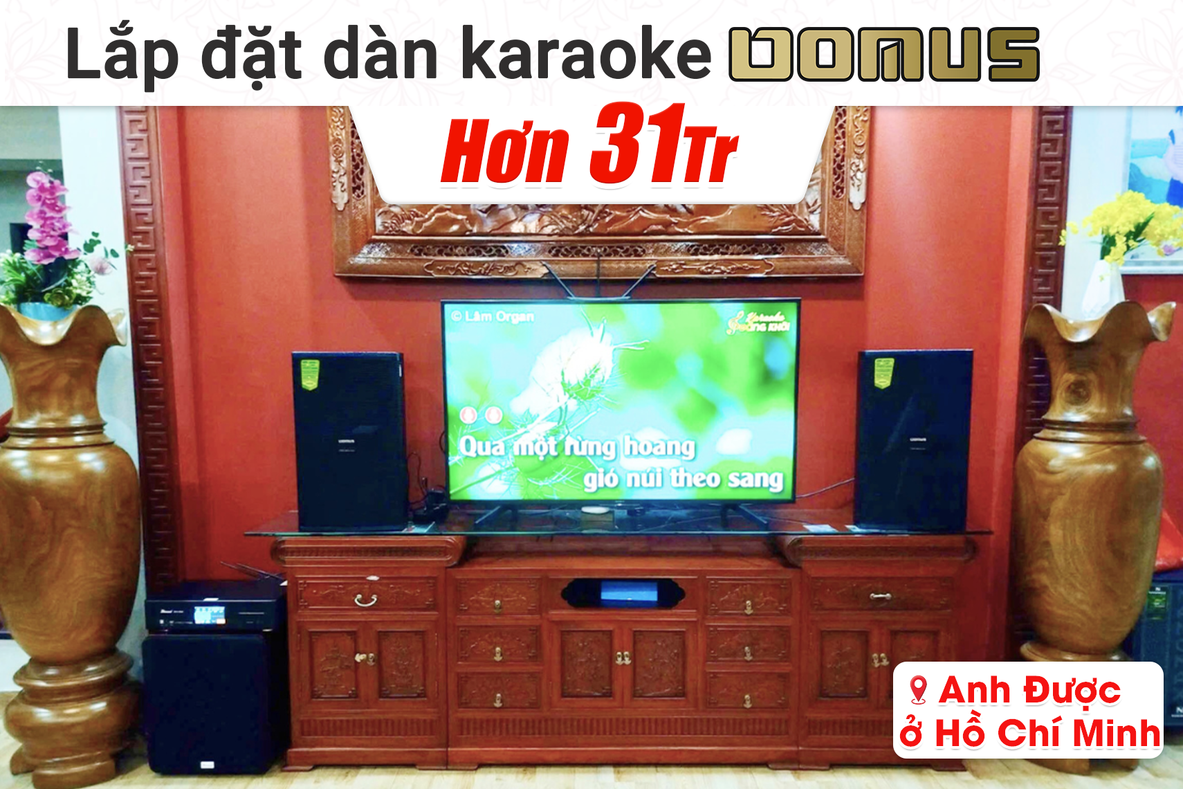 Lắp đặt dàn karaoke Domus hơn 31tr cho anh Được tại Bắc Ninh (Domus DP-6212 Max, Bksound DKA 8500, Bksound SW612 MKII)
