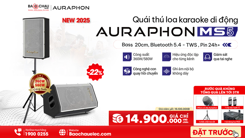 ĐẶT MUA TRƯỚC LOA AURAPHON MS5 - KHI “QUÁI THÚ ÂM THANH DI ĐỘNG” TÁI XUẤT, ÂM THANH BÙNG NỔ MẠNH MẼ!