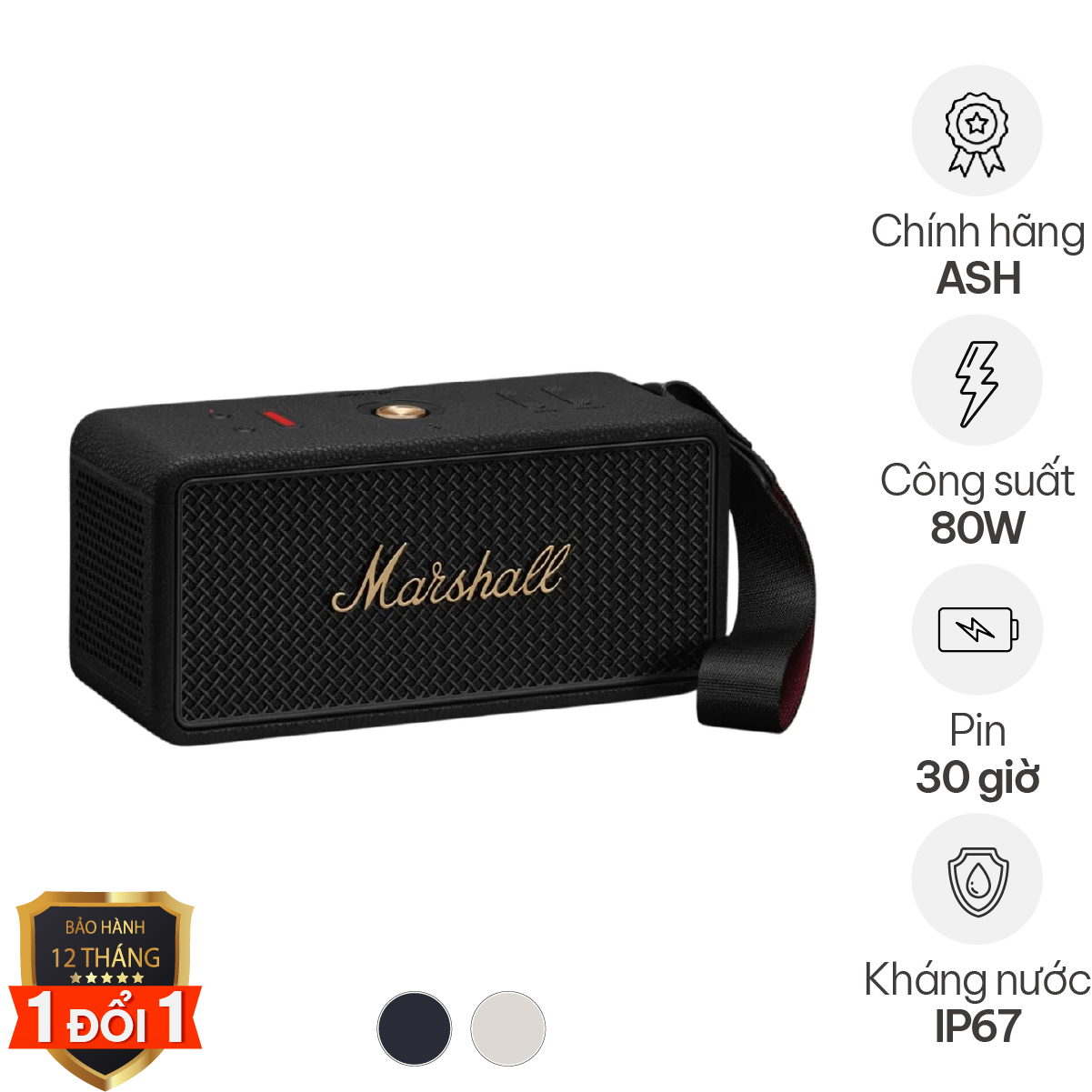 Loa Marshall Middleton II (80W, Âm thanh 360 độ, Pin 30h, Bluetooth 5.3)