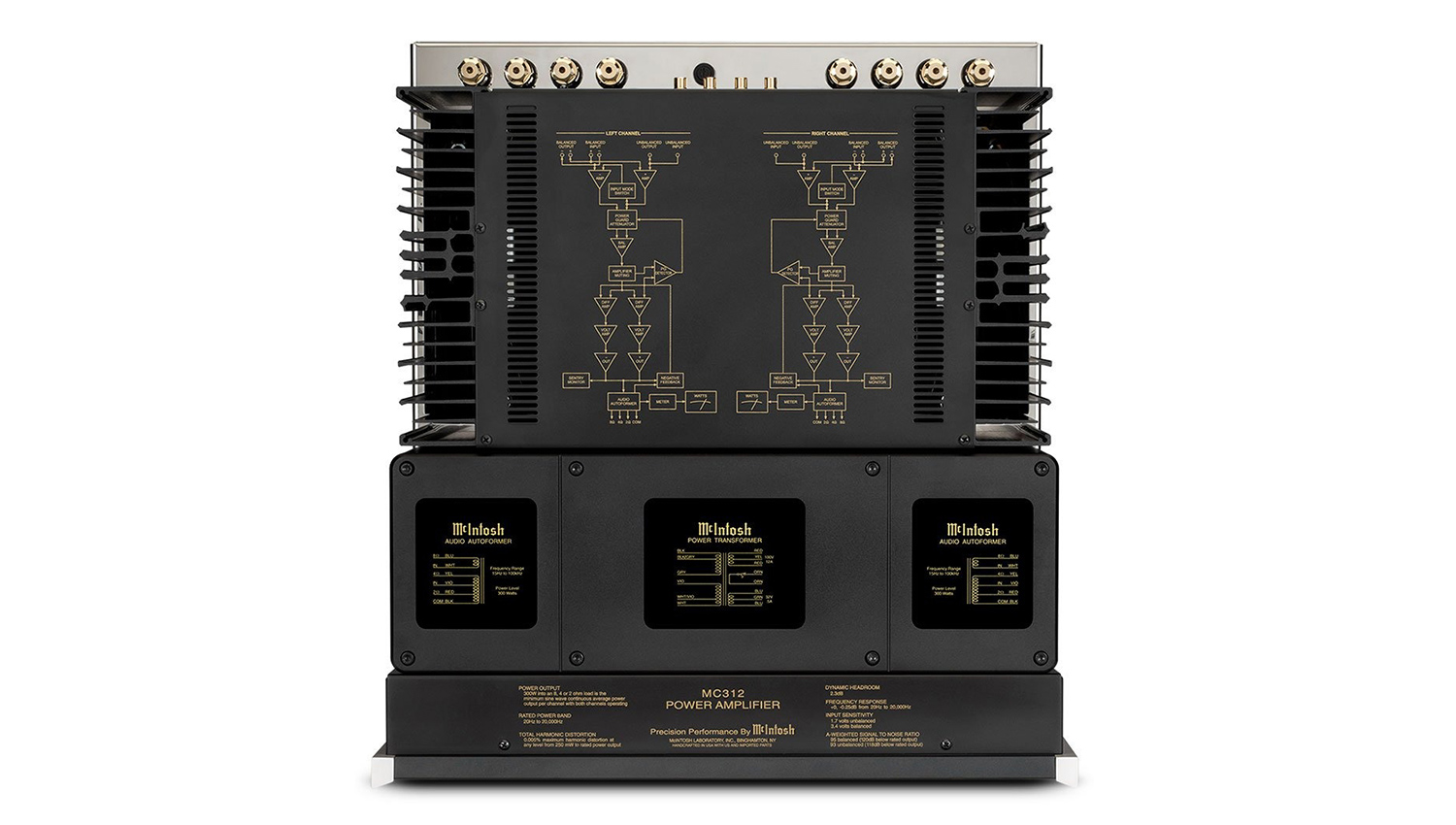 Power Amply McIntosh MC312 mặt trên