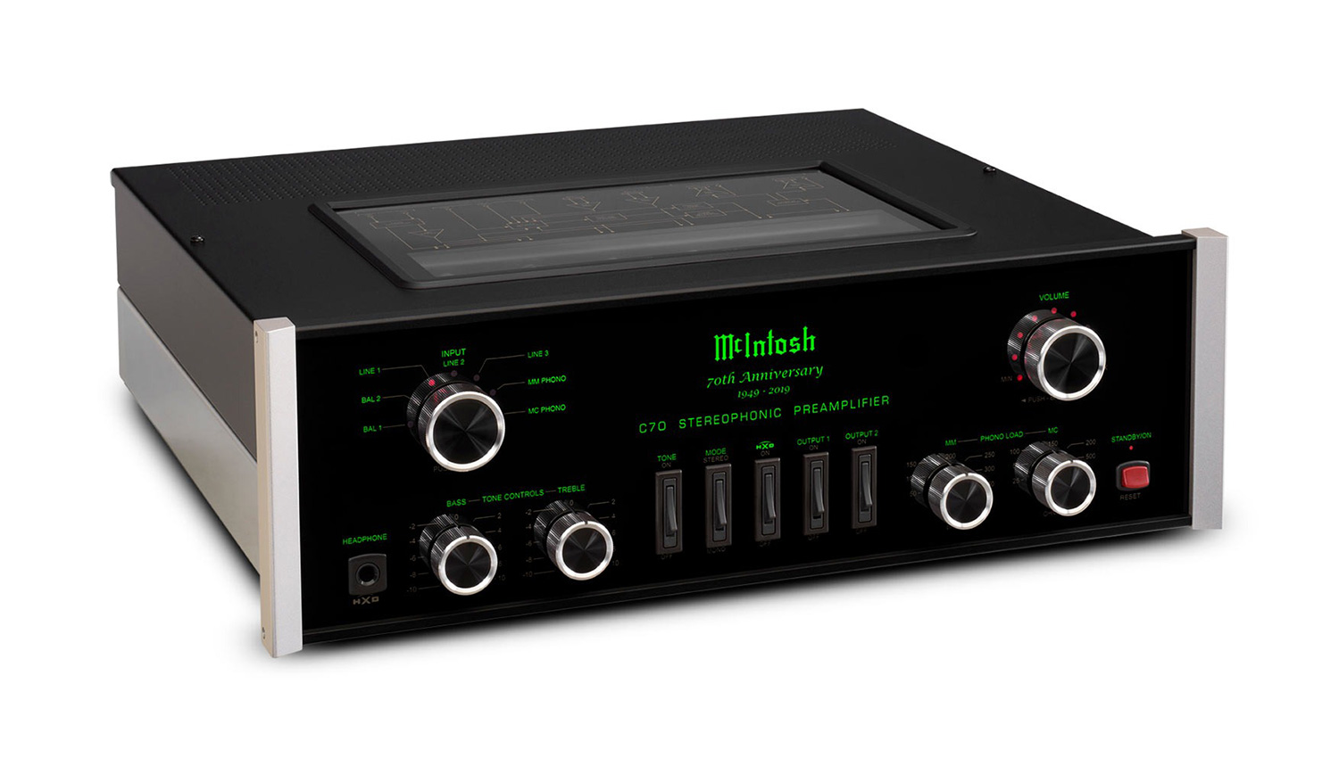 Pre Amply McIntosh C70 70th Anniversary mặt nghiêng phải