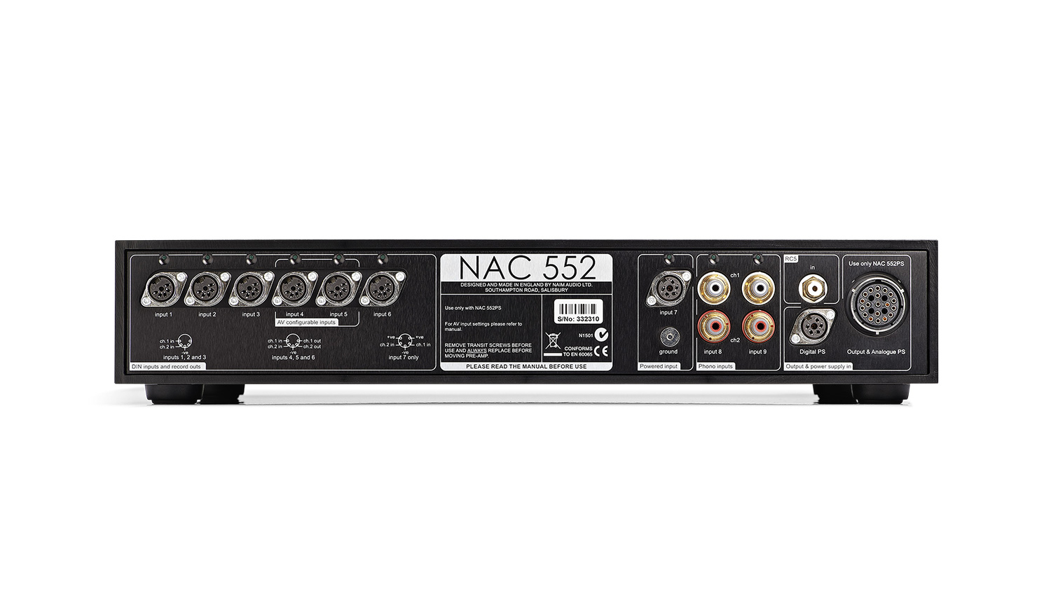 Pre Amply Naim NAC 552 mặt sau