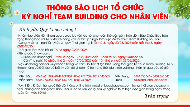Bảo Châu Elec Thông báo lịch tổ chức Team Building năm 2025