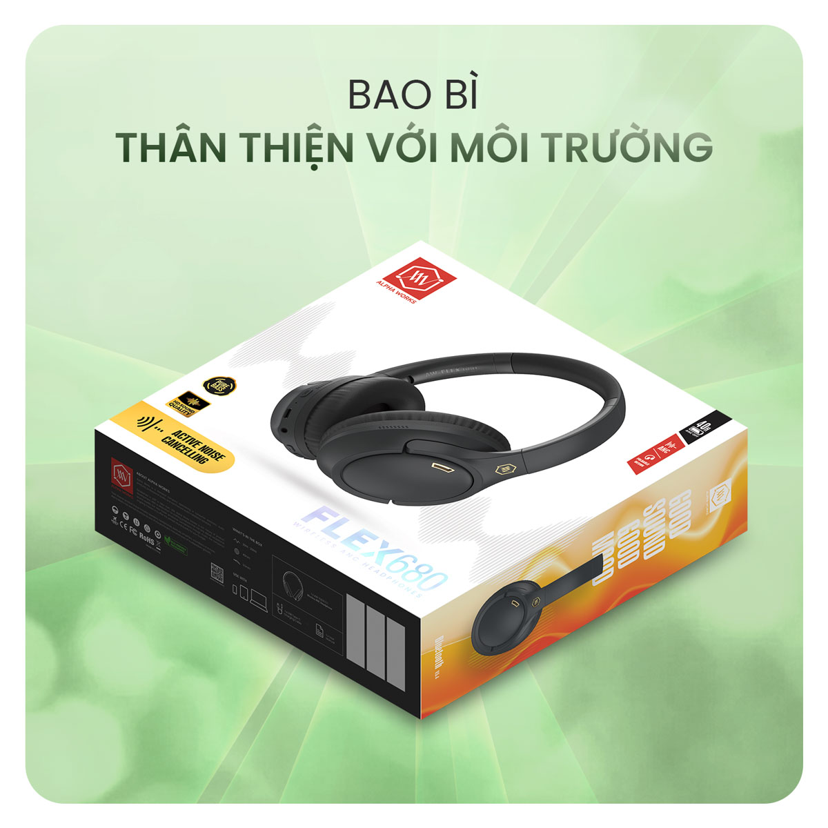 Tai Nghe Kh&ocirc;ng D&acirc;y Chống Ồn Alpha Works FLEX 680