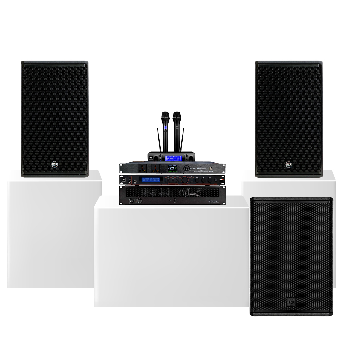 Dàn karaoke gia đình cao cấp RCF VIP 2 Italy 01 (RCF VIP 2, JBL VX9, RCF IPS 2.5K, RCF 705-AS MK3, JBL VM300)