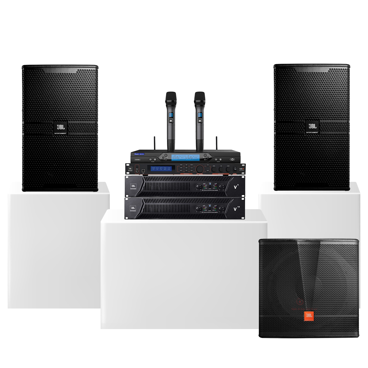 Dàn karaoke JBL Luxury 02 (JBL KP4012G2, JBL V8, JBL V10, JBL VX9, JBL CV18S, Baiervires BS9800)