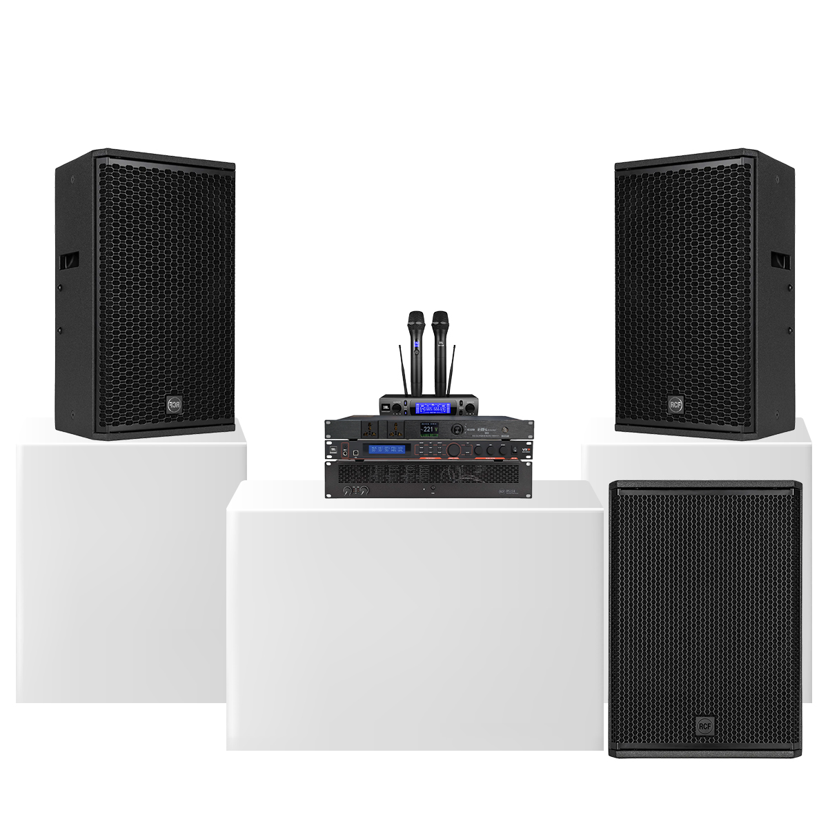Dàn karaoke gia đình cao cấp RCF VIP 2 Italy 01 (RCF VIP 2, JBL VX9, RCF IPS 2.5K, RCF 705-AS MK3, JBL VM300)