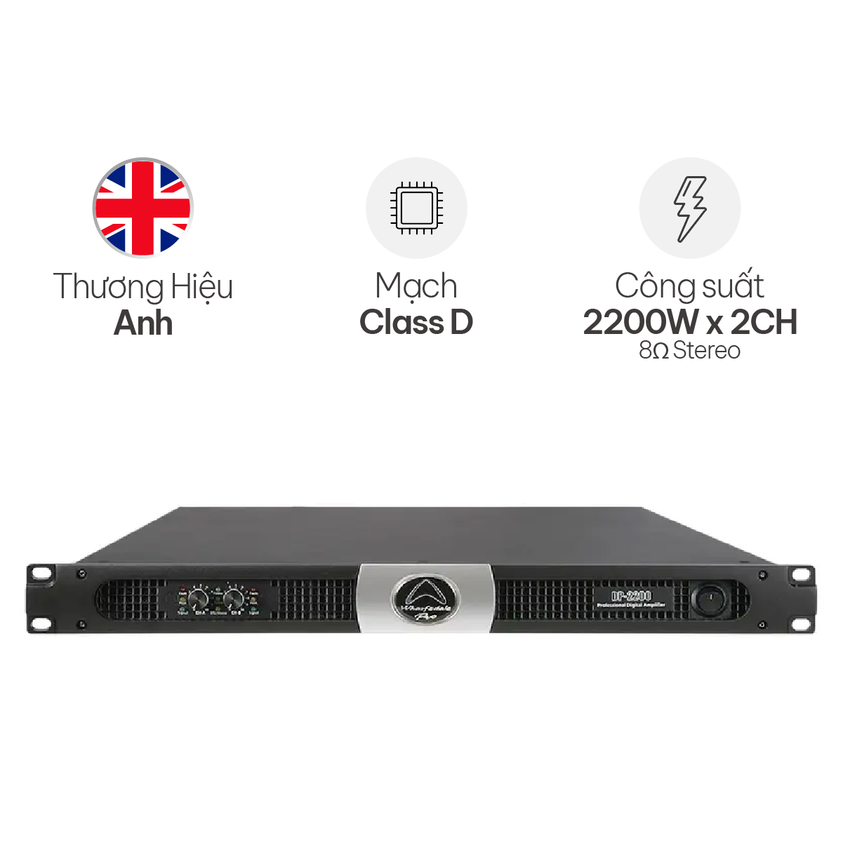 Cục Đẩy Công Suất 2 Kênh Wharfedale DP 2200 (Class D, 2200W)