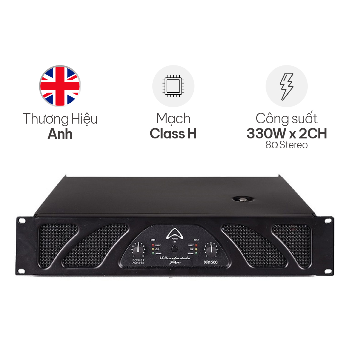 Cục Đẩy Công Suất 2 Kênh Wharfedale XR1500 (330W, Class H)