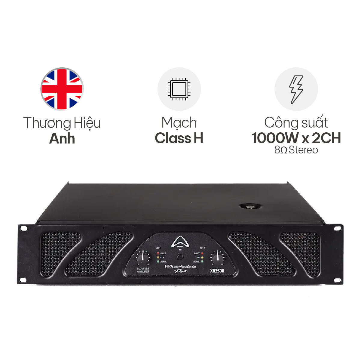 Cục Đẩy Công Suất 2 Kênh Wharfedale XR3500 (1000W, Class H)
