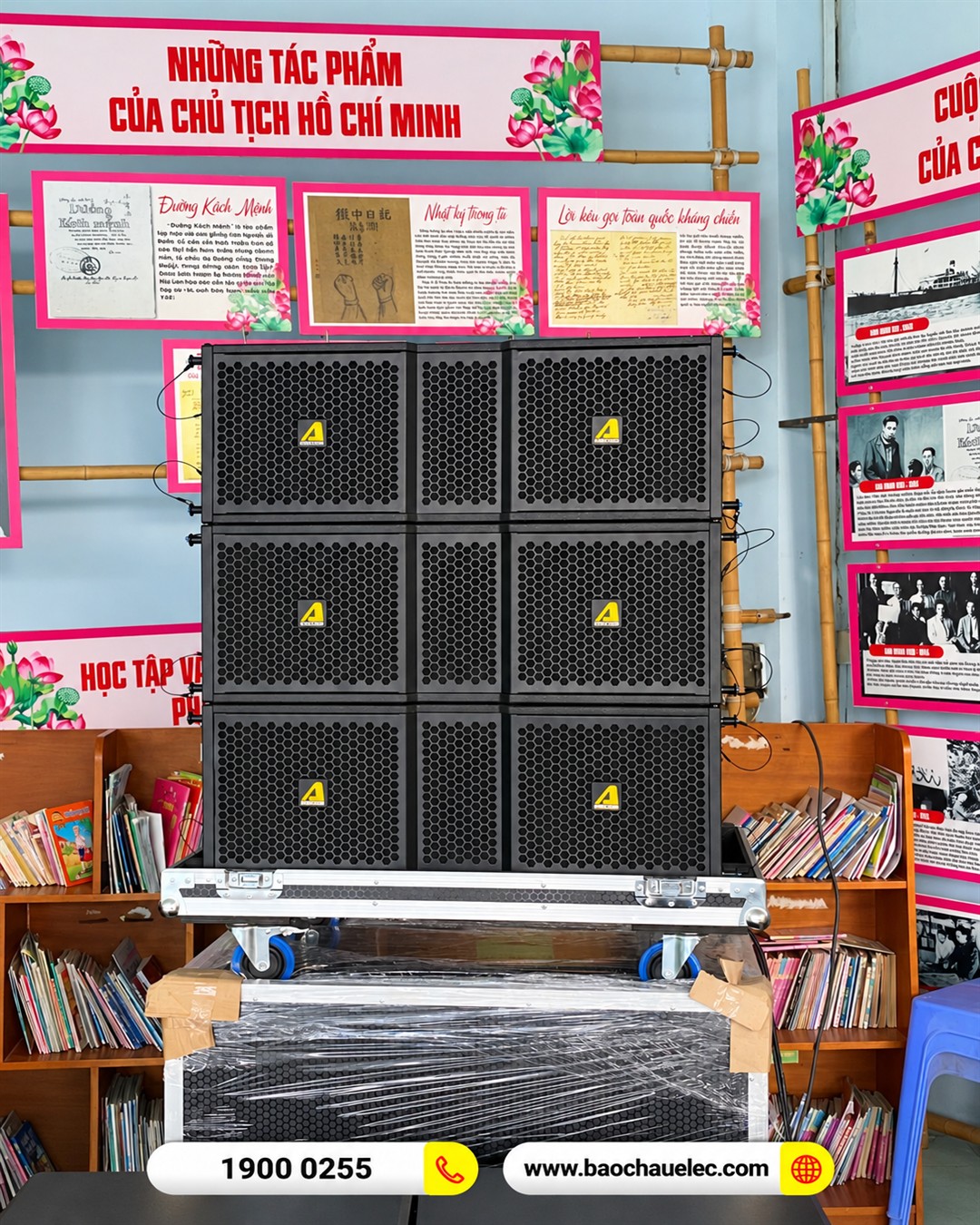S&aacute;u loa line array Actpro trong kh&acirc;u chuẩn bị thiết bị