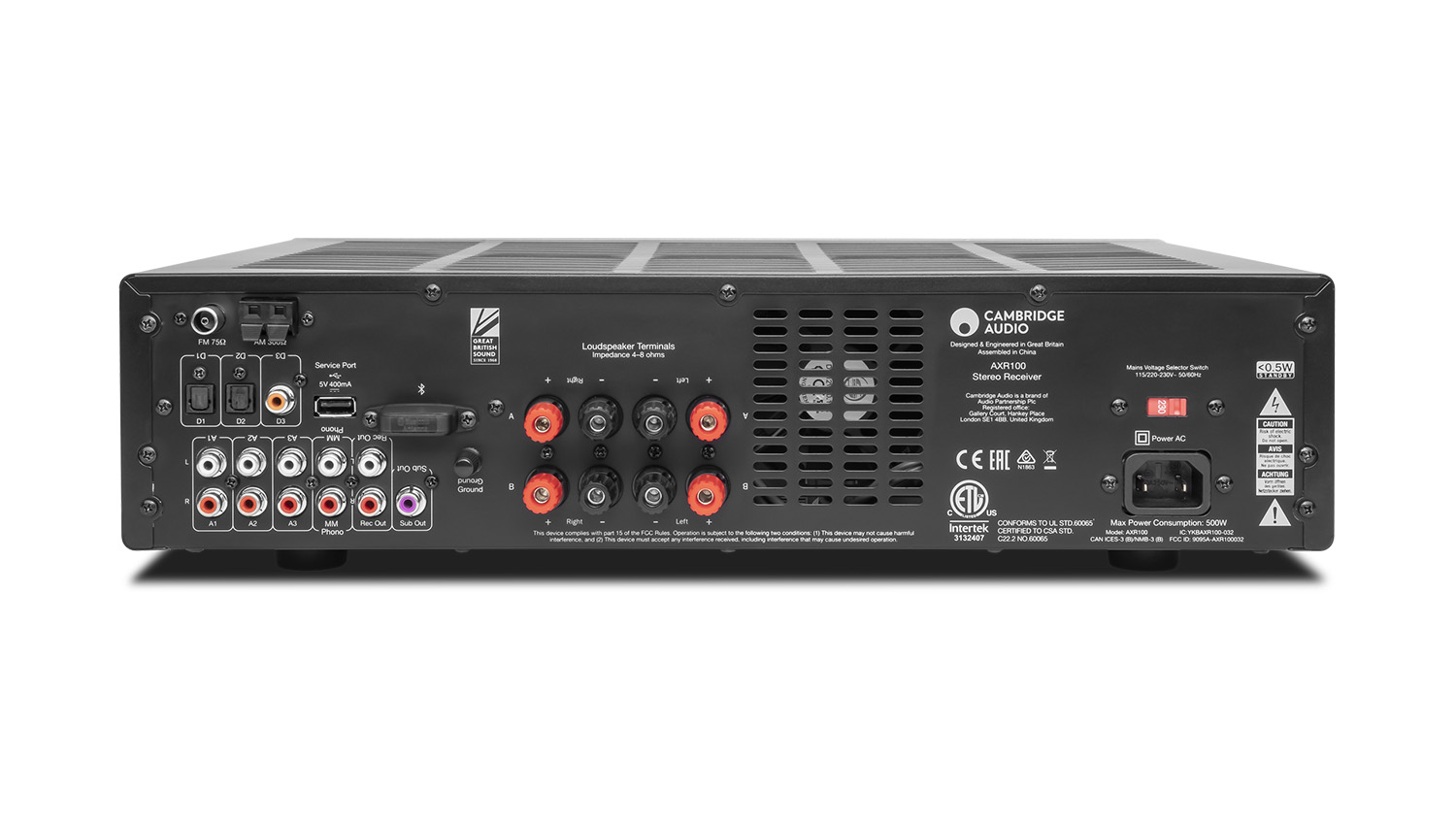 Mặt sau Amply Cambridge Audio AXR100