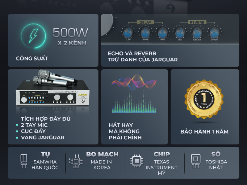 Amply T&iacute;ch Hợp 3 In 1 Jarguar K580 Platinum