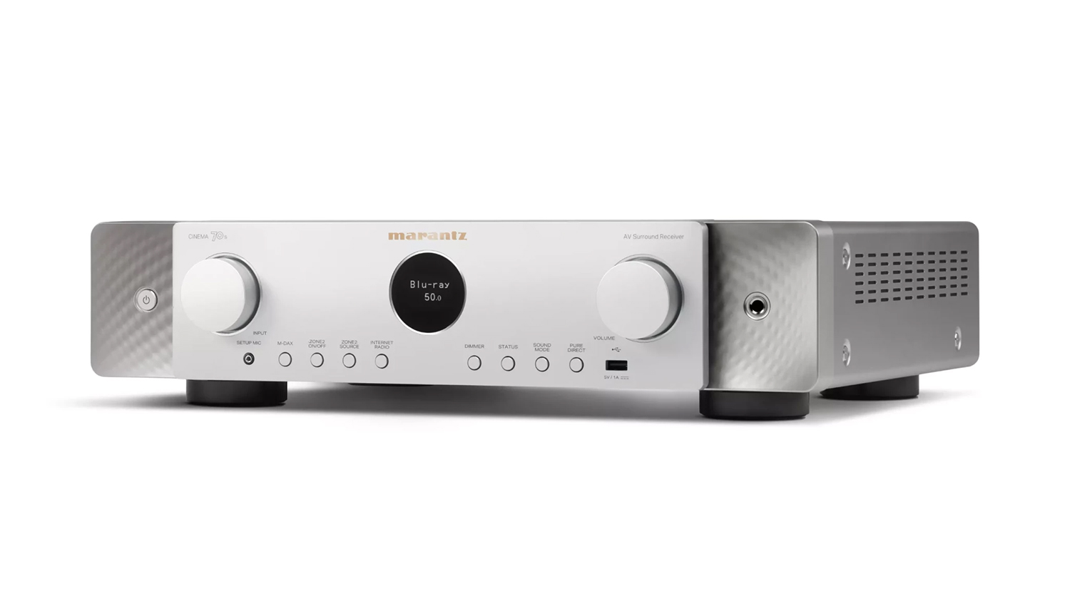 mặt nghiêng bên phải Amply Marantz Cinema 70S màu bạc