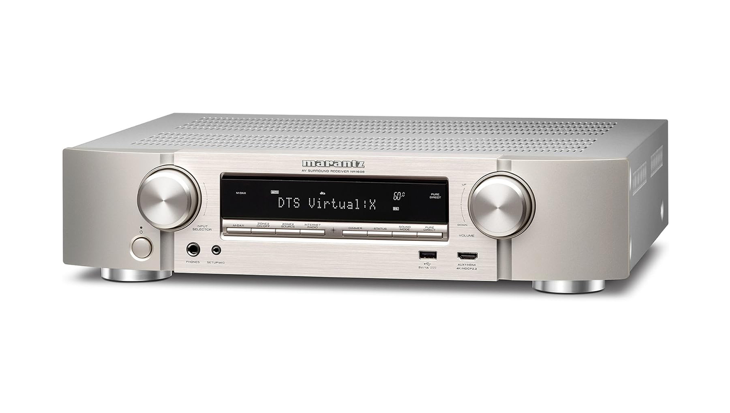 mặt trước Amply Marantz NR1608 màu bạc