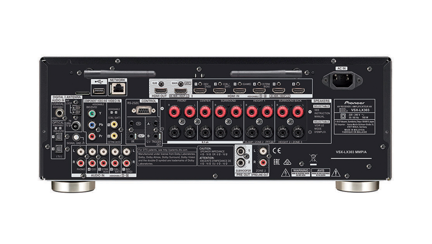 mặt sau Amply Pioneer VSX-Lx303