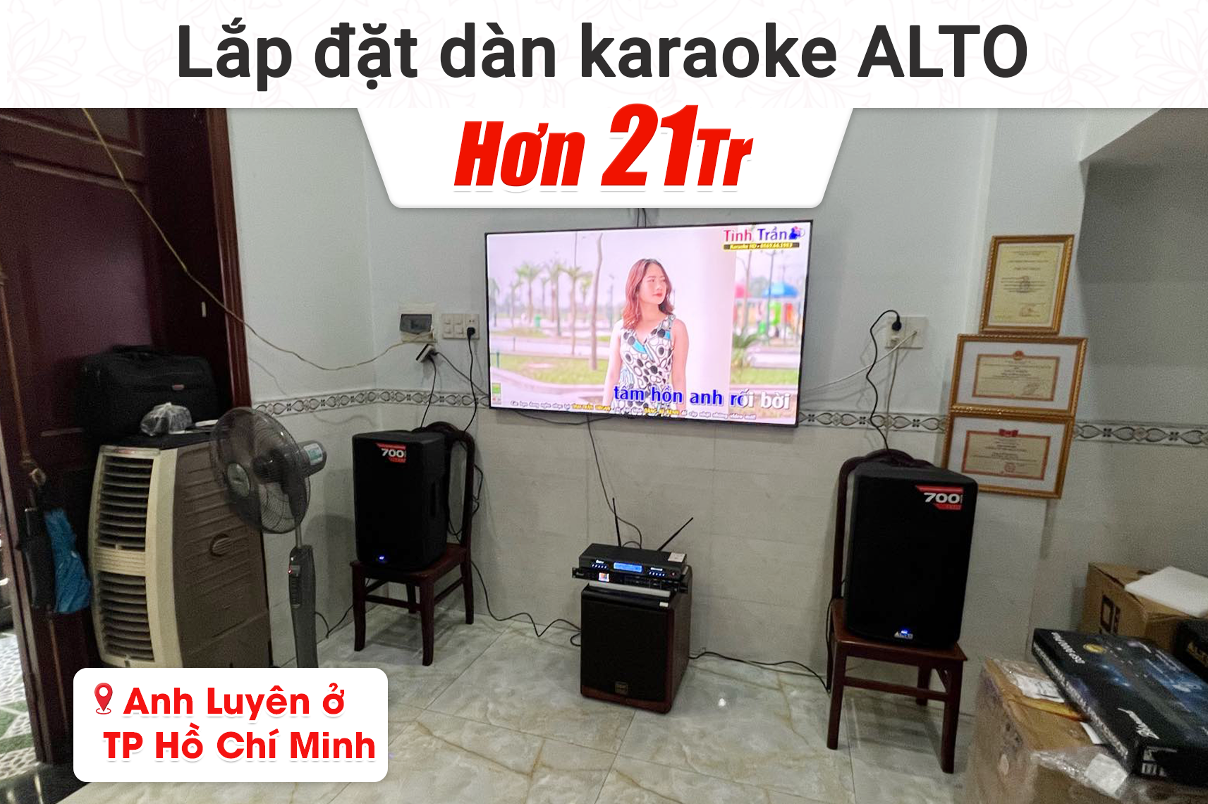 Lắp đặt dàn karaoke Alto hơn 21tr cho anh Luyên ở TP HCM (TX312, DSP 9000 Plus, M200, 8NO)