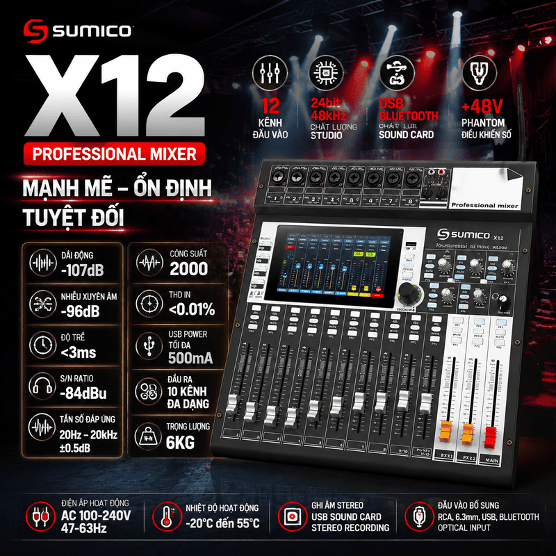 B&agrave;n mixer Sumico X12