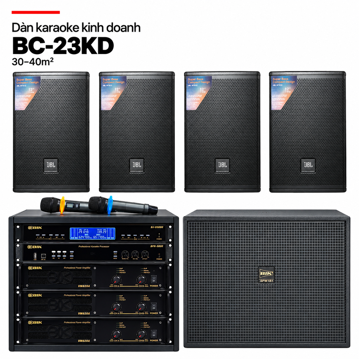 Dàn karaoke kinh doanh BC-23KD – 4 loa JBL MTS12 và tủ ba cục đẩy BIK