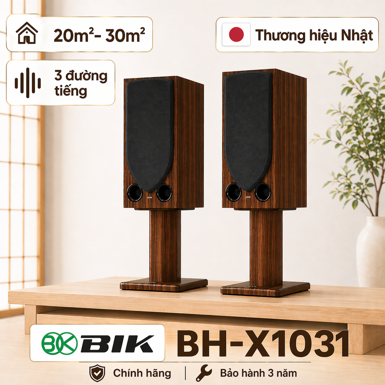 Loa BIK BH-X1031 (3-Way, Bass 25cm, 640W Peak)