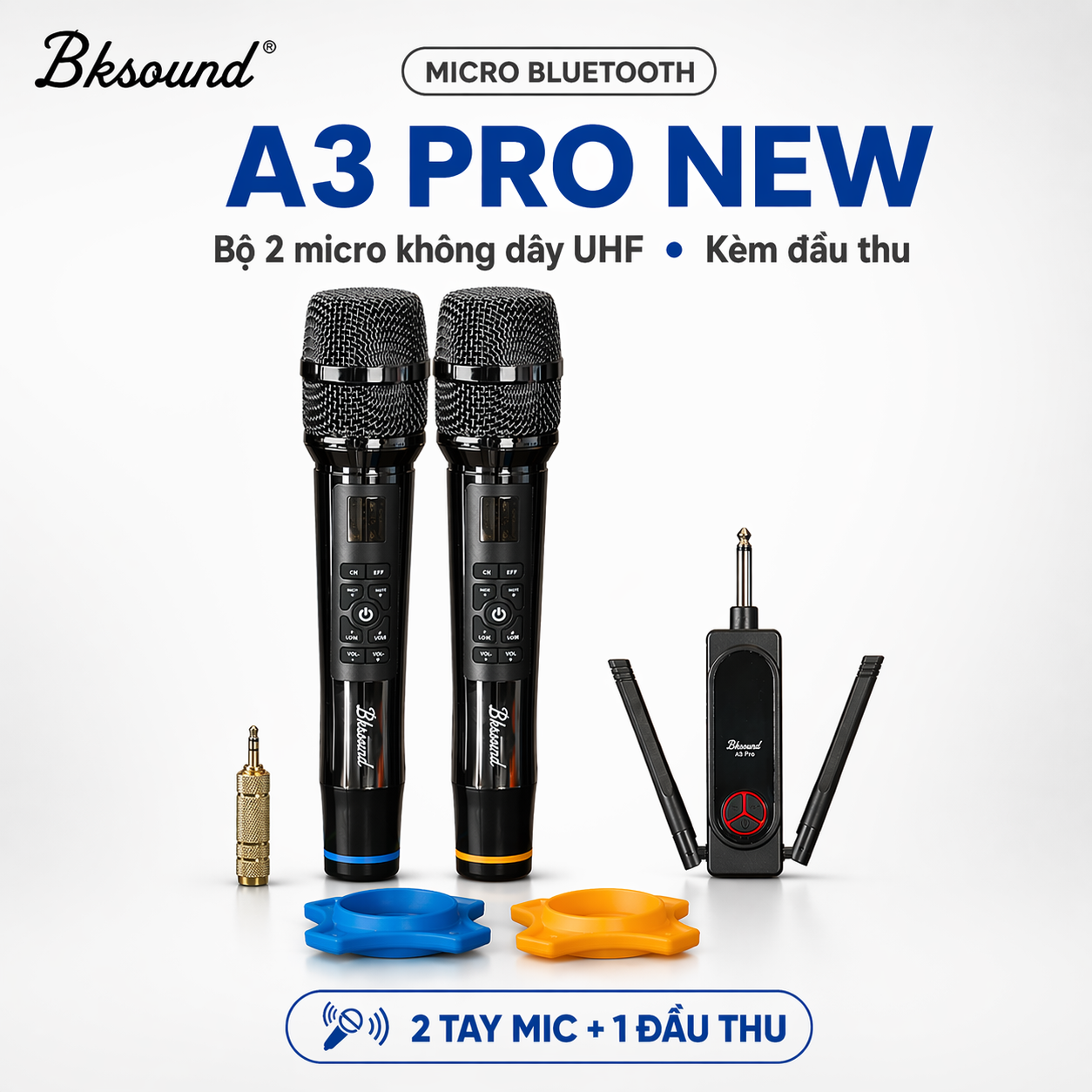 Micro không dây Bksound A3 Pro (Kèm Echo, Tăng giảm âm lượng mic)