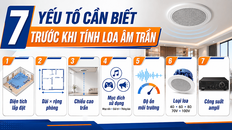 Cách tính số lượng, công suất và khoảng cách loa âm trần chuẩn