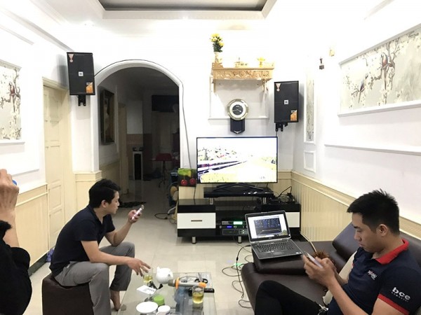Lắp đặt dàn karaoke JBL cho anh Bình ở Chùa Bộc, Hà Nội (KES 6100, PKM 6.5, JBL KX180, BCE UGX12)