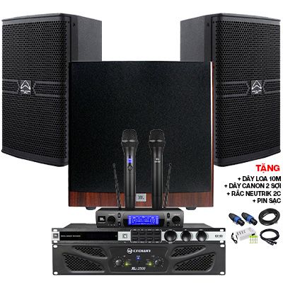 Dàn karaoke cao cấp Wharfedale 06 (Wharfedale Pro ANGLO E10, Crown Xli2500, JBL KX180A, JBL A120P, JBL VM300)