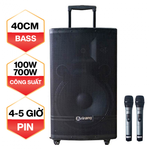 Loa kéo Arirang MIK363 (Bass 40cm, 700W, Kèm 2 micro, Pin 4-6h)