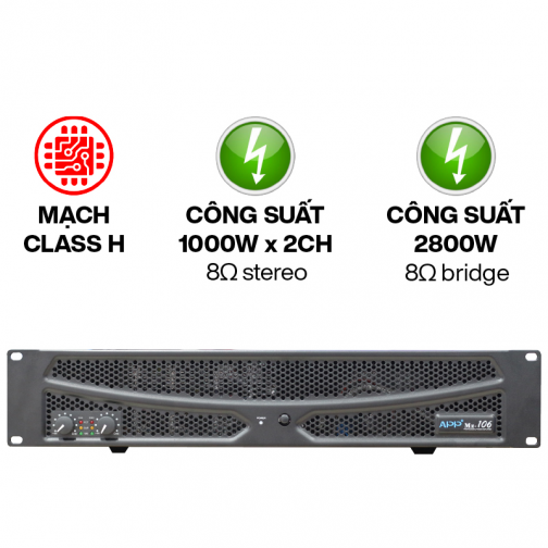 Cục đẩy công suất 2 kênh APP MZ-106 (Nguồn xuyến, Class H, 1000W)