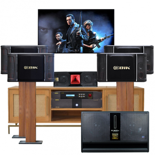 Dàn karaoke nghe nhạc + Xem phim 5.1 cao cấp 01 (BIK BJ S968, BIK BJ S768, BIK BPC A300+, BPC R300+, BP S35, BJ W66PLUS)