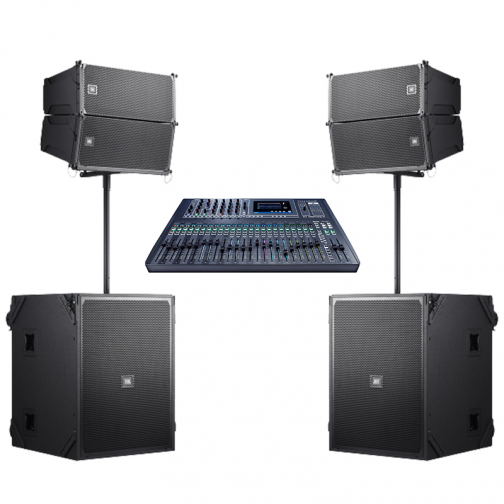 Dàn Âm Thanh Line Array JBL 01 (4 loa JBL BRX308, 2 Sub JBL BRX325, Soundcraft Si Impact Console)