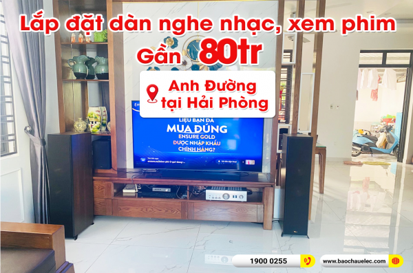 Lắp đặt dàn nghe nhạc, karaoke trị giá gần 80 triệu cho anh Đường tại Hải Phòng (Klipsch RP-8000F II, Denon PMA 1700NE, Yamaha WXC-50) 