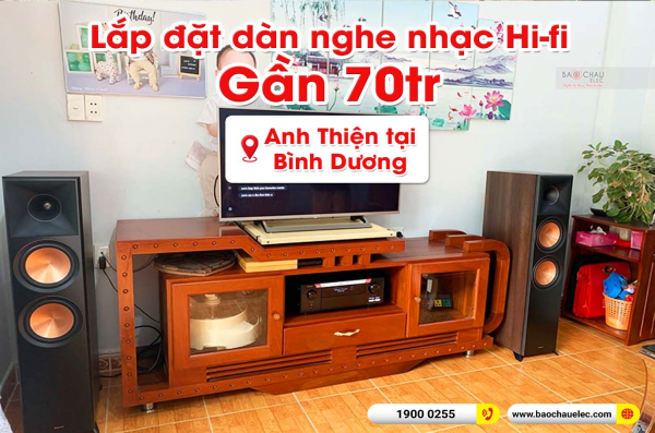 Lắp đặt dàn nghe nhạc trị giá gần 70 triệu cho anh Thiện tại Bình Dương (Klipsch RP-8000F II, Denon AVC X4700H)
