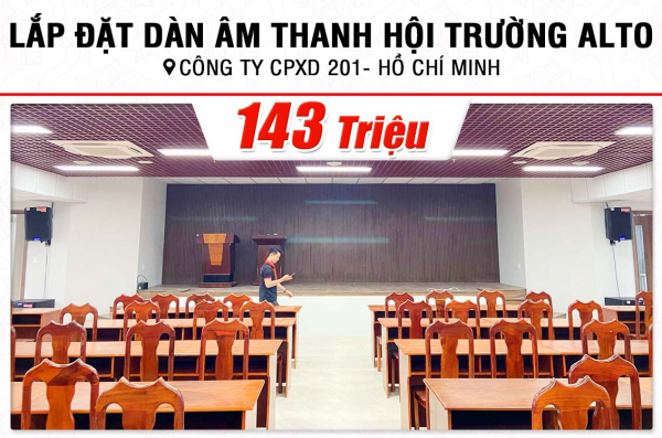 Lắp đặt dàn âm thanh 143tr cho Công ty CPXD 201 tại TPHCM (Alto TS415, VM840A, Live2404, Actpro DSP48, TS318S, VIP6000,…) 