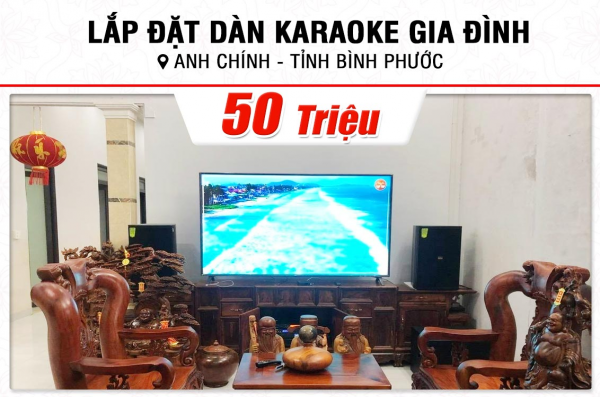 Lắp đặt dàn karaoke trị giá hơn 50 triệu cho anh Chính tại Bình Phước (Domus DP6150, VM830A, BPR-8500, BSP-W151, UGX12 Gold) 