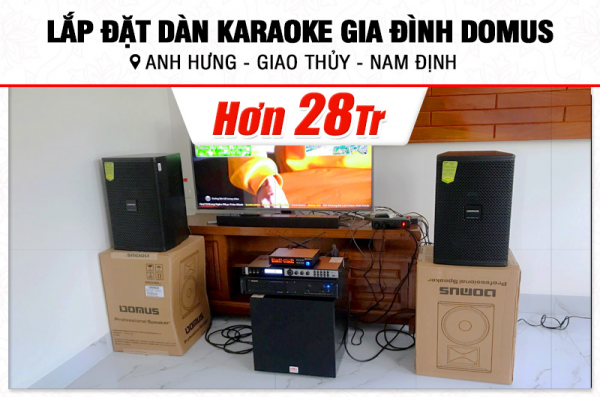 Lắp đặt dàn karaoke Domus hơn 28tr cho anh Hưng tại Nam Định (Domus DP6100 Max, VM420A, X6 Luxury, SW312B, BJ-U100) 