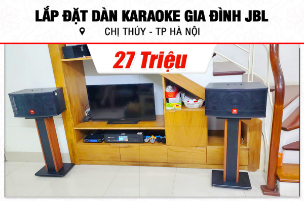 Lắp đặt dàn karaoke JBL 27tr cho chị Thúy tại Hà Nội (JBL CV1852T, BKSound DKA 6500, JBL VM200) 